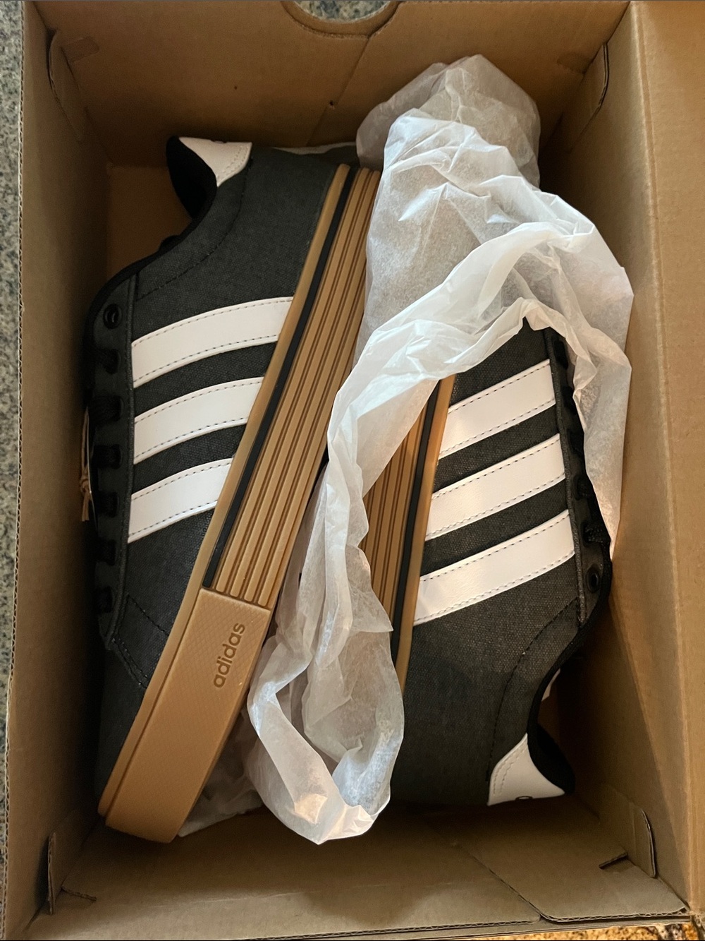 adidas Unisex Black & White Canvas Sneakers with Gum Sole
